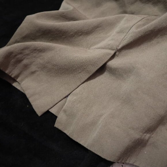 VINTAGE PENCIL SKIRT Sz 2 Khaki Tan Office Wool Light Academia Fitted - Picture 2 of 9